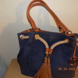 Michael Kors Navy Drawstring Shoulder Bag with Tassels